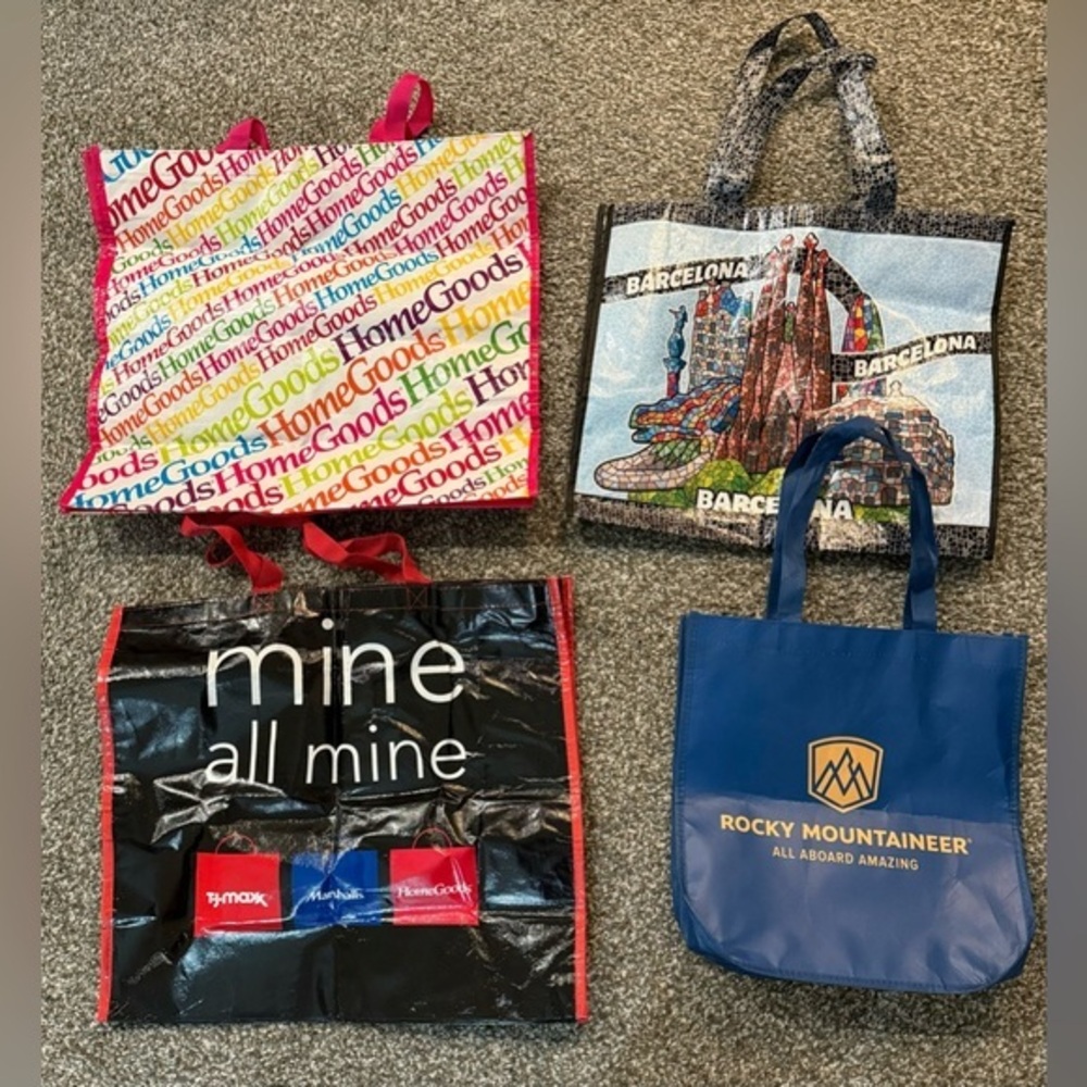 6 Tote Bags -Home Goods Barcelona Rocky Mountaineer TJ Maxx Lululemon Theory